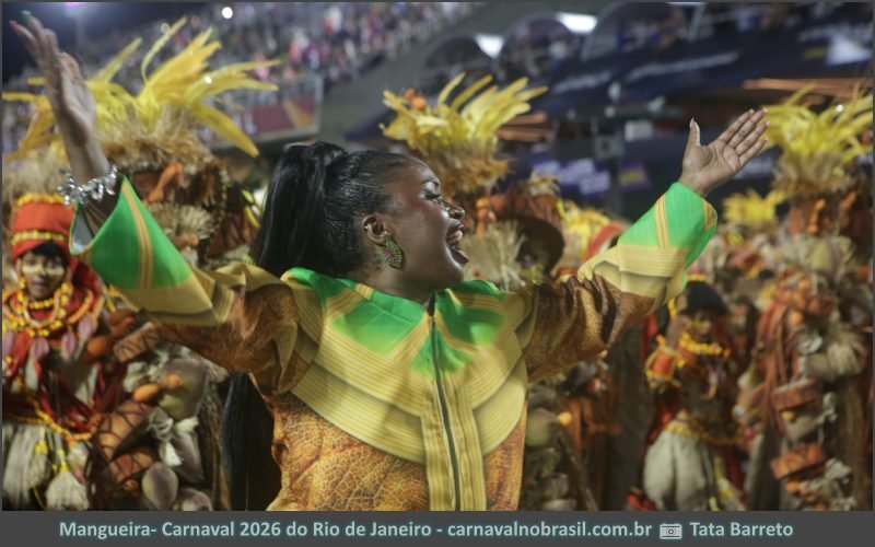 Desfile Mangueira no Carnaval 2026 do Rio de Janeiro - carnavalnobrasil.com.br