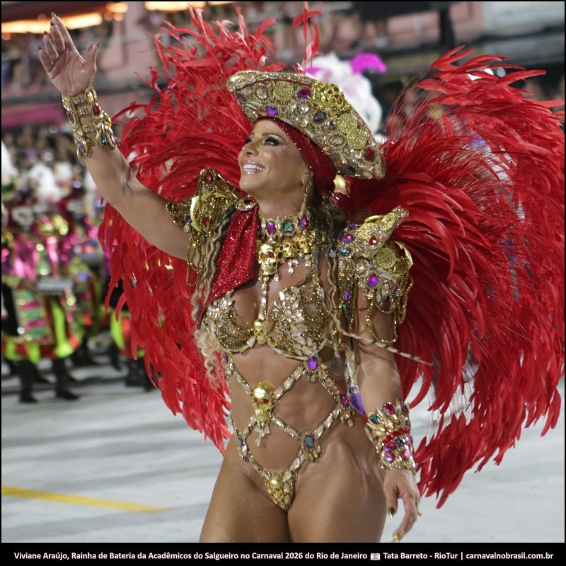 Foto Viviane Araújo : Rainha de Bateria da Acadêmicos do Salgueiro no Carnaval 2026 do Rio de Janeiro - carnavalnobrasil.com.br