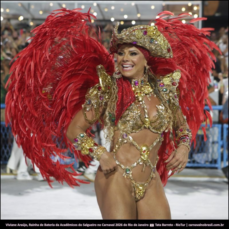 Foto Viviane Araújo : Rainha de Bateria da Acadêmicos do Salgueiro no Carnaval 2026 do Rio de Janeiro - carnavalnobrasil.com.br