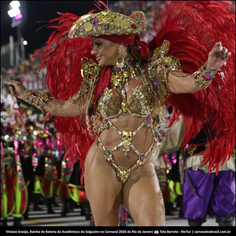 Foto Viviane Araújo : Rainha de Bateria da Acadêmicos do Salgueiro no Carnaval 2026 do Rio de Janeiro - carnavalnobrasil.com.br