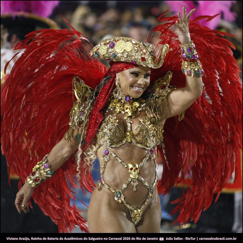 Foto Viviane Araújo : Rainha de Bateria da Acadêmicos do Salgueiro no Carnaval 2026 do Rio de Janeiro - carnavalnobrasil.com.br