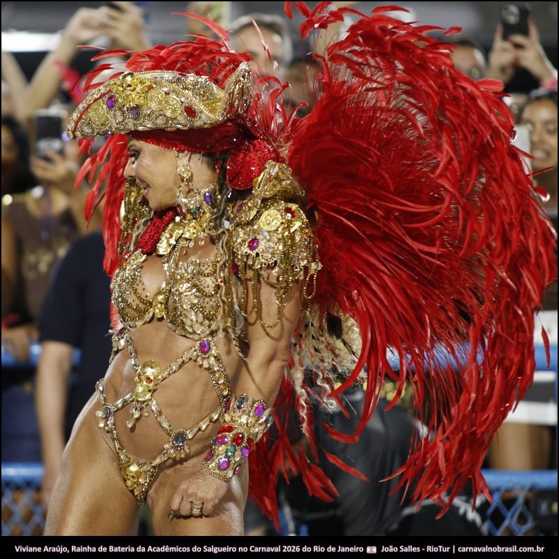 Foto Viviane Araújo : Rainha de Bateria da Acadêmicos do Salgueiro no Carnaval 2026 do Rio de Janeiro - carnavalnobrasil.com.br