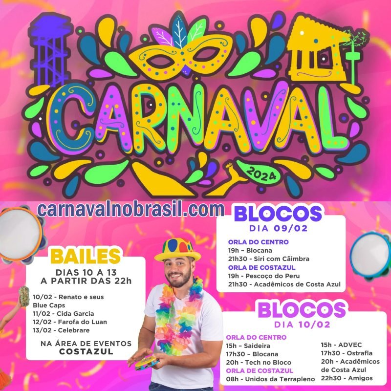 Programação Carnaval 2024 em Rio das Ostras - Rio das Ostras Carnaval no Brasil