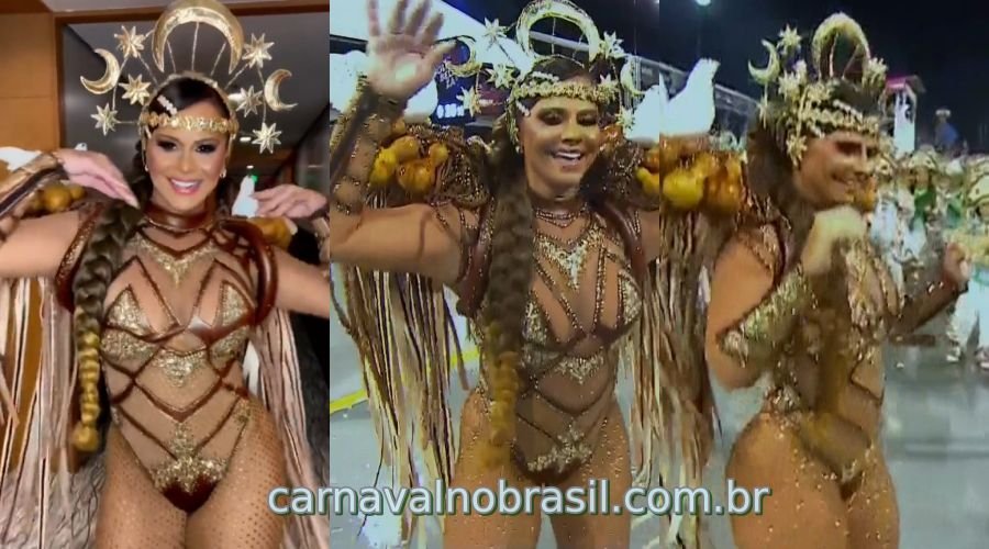 Viviane Araujo no desfile da Macha Verde no Carnaval 2023 de São Paulo