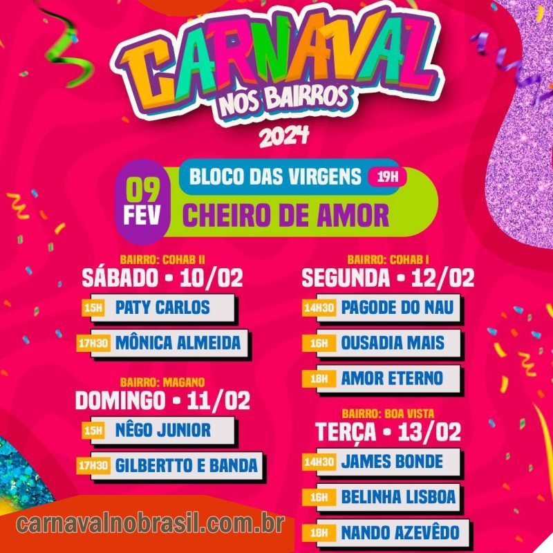 Programação Ciclo Carnavalesco de Garanhuns 2024 - Garanhuns Carnaval 2024 - Garanhuns Carnaval no Brasil