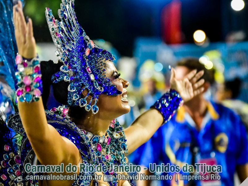 Lexa no desfile Unidos da Tijuca no Carnaval 2024 do Rio de Janeiro