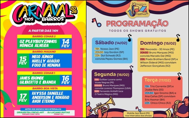 Carnaval 2026 de Garanhuns em Pernambuco : bloco das Virgens, folia nos bairros e Festival de Jazz