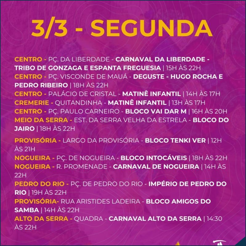 Folia Imperial 2025 : programação de Carnaval de Petrópolis