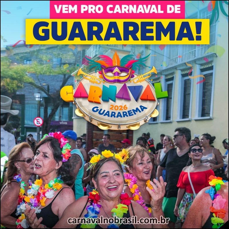 Programação Carnaval 2026 de Guararema em São Paulo - carnavalnobrasil.com.br