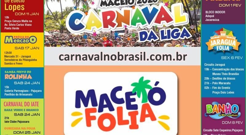 Maceió Carnaval 2026 em Alagoas : programação do pré-carnaval na capital alagoana
