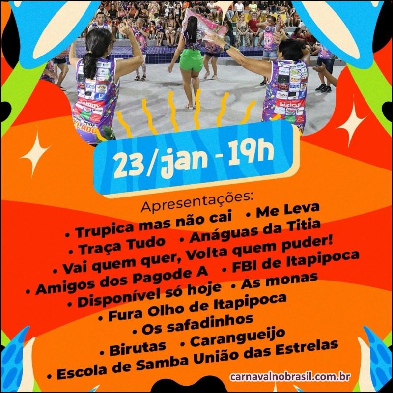 Programação Pré-Carnaval de Itapipoca na Praça dos 3 Climas - carnavalnobrasil.com.br