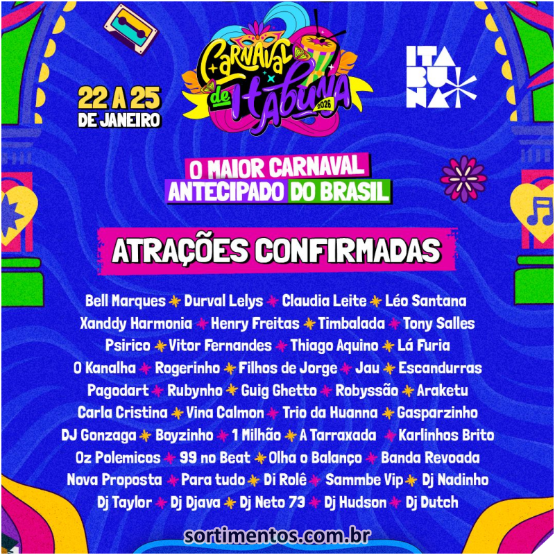 Shows no Carnaval antecipado de Itabuna na Costa do Cacau na Bahia - carnavalnobrasil.com.br