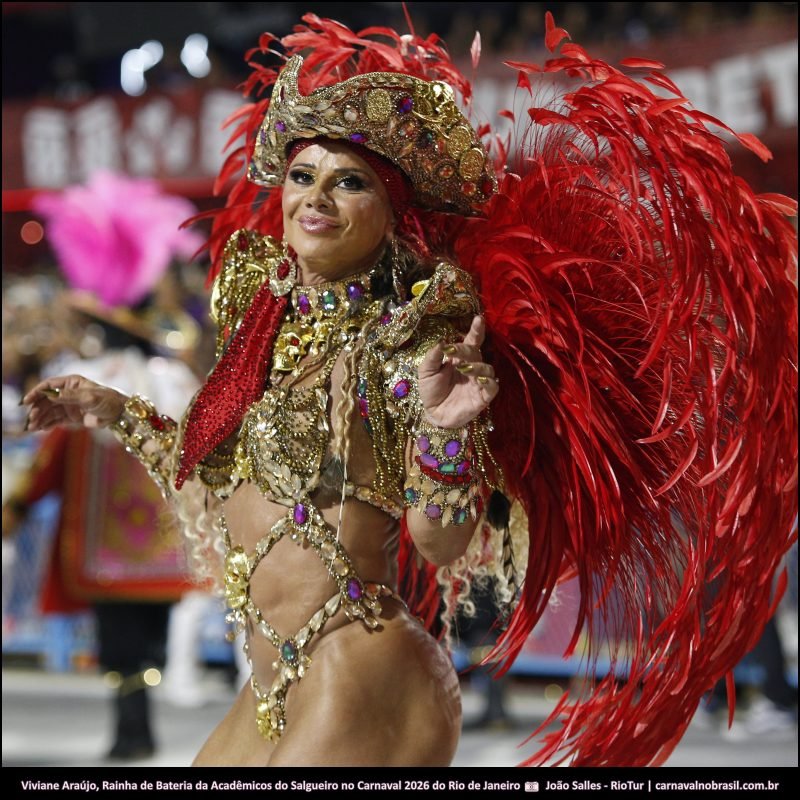 Foto Viviane Araújo : Rainha de Bateria da Acadêmicos do Salgueiro no Carnaval 2026 do Rio de Janeiro - carnavalnobrasil.com.br