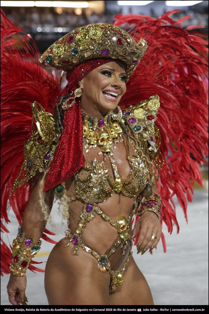 Foto Viviane Araújo : Rainha de Bateria da Acadêmicos do Salgueiro no Carnaval 2026 do Rio de Janeiro - carnavalnobrasil.com.br